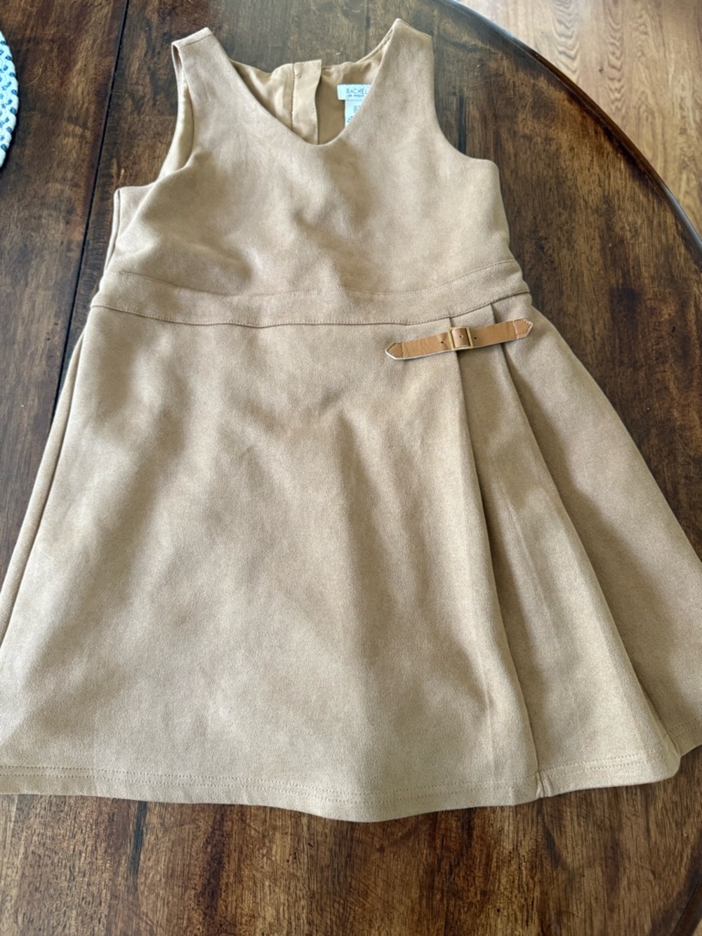 Rachel Zoe Girls Tan Suede-Look Sleeveless Dress with Accent Belt